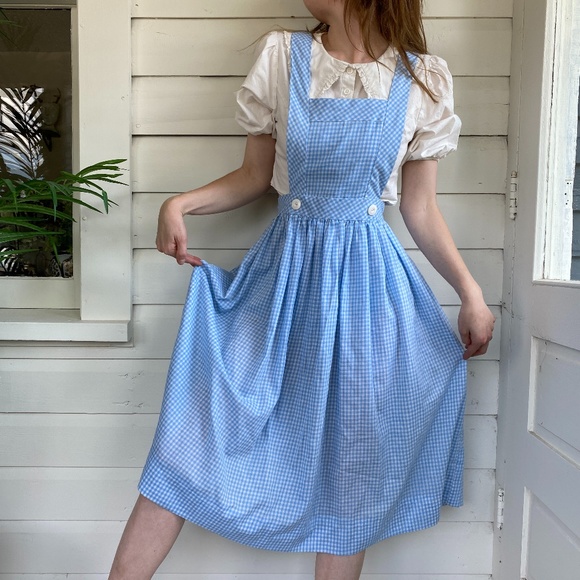 Vintage Blue Gingham Pinafore Apron ...